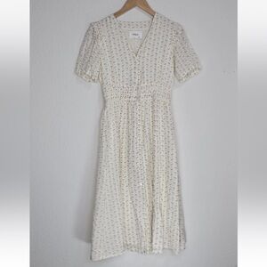 Ba&sh Elya Midi Shirt Dress Cottage Core Ruffles Ruching Feminine Size XS